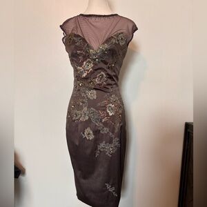 Stunning Floral Embroidered Mandalay Cocktail Dress Vintage